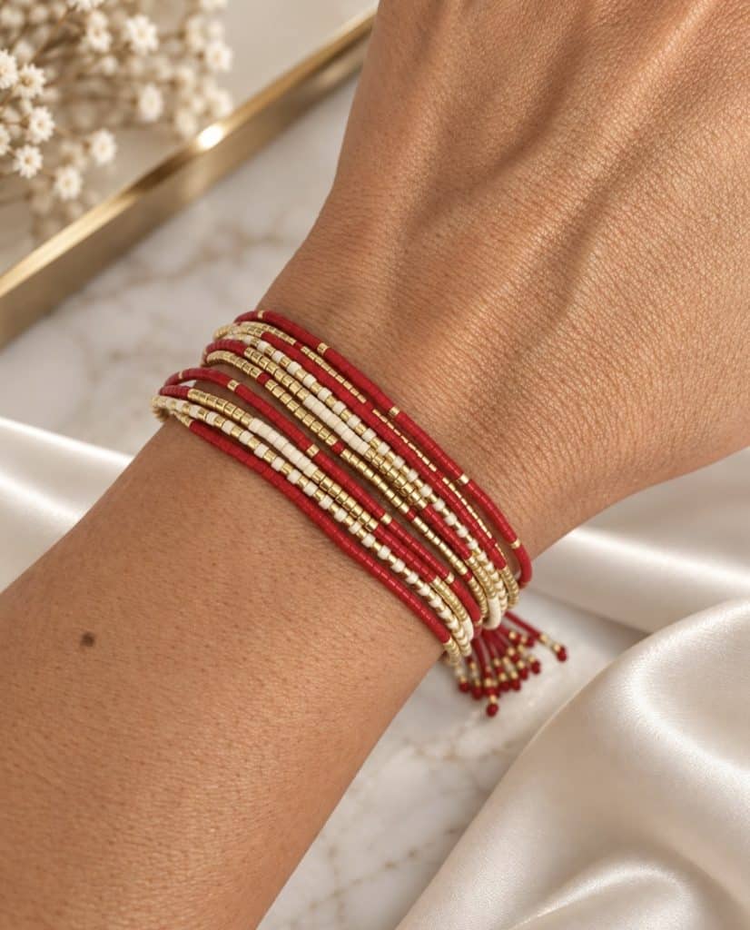 Set 10 Finitas Rojo,Beige y Dorado