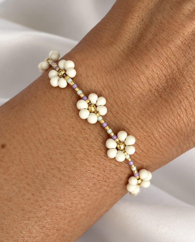 Pulsera Flores Beige